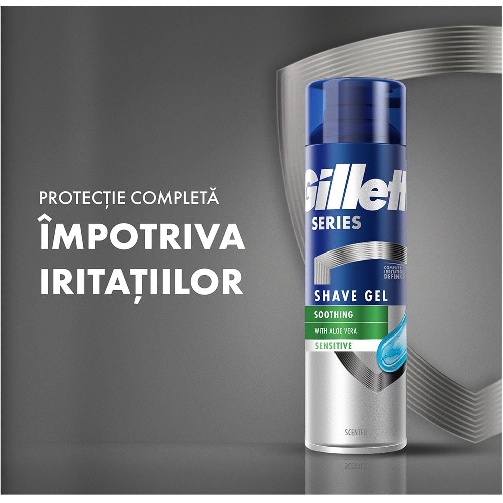 Set ingrijire GILLETTE Sensor3: Aparat de ras + 5 rezerve + Gel de ras Sensitive, 75ml