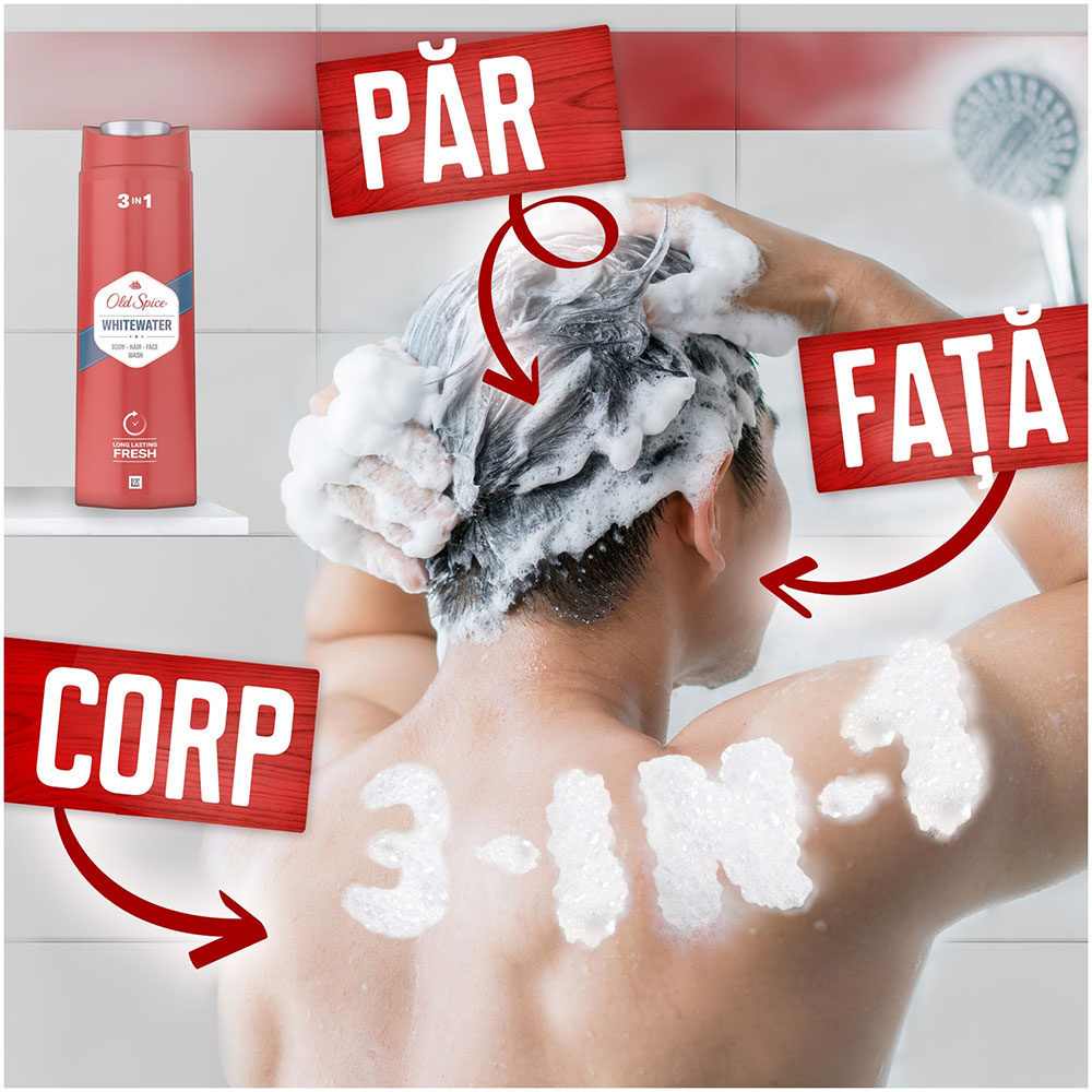 Set ingrijire par HEAD&SHOULDERS: Sampon Menthol, 225ml + Gel de dus OLD SPICE Whitewater, 250ml + Deodorant stick OLD SPICE Whitewater, 50ml