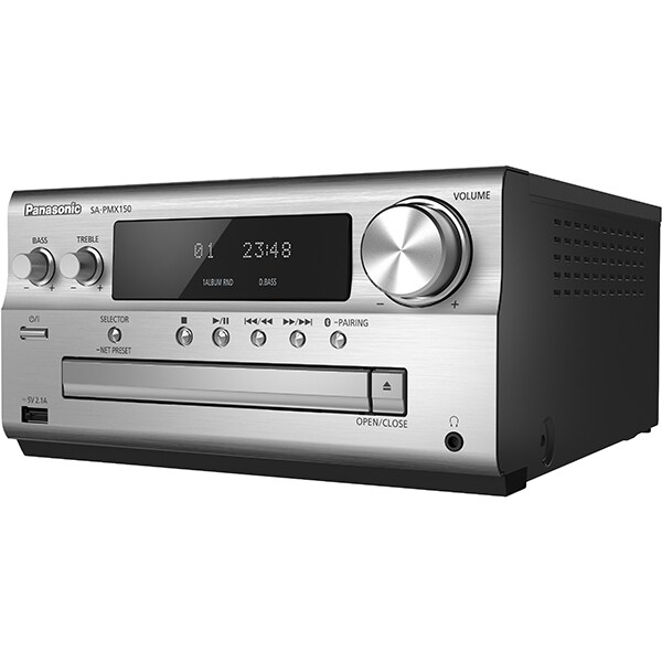Minisistem audio PANASONIC SC-PMX150EGS, 120W, Wi-Fi, LAN, AirPlay, Bluetooth, NFC, USB, CD, Radio FM, argintiu