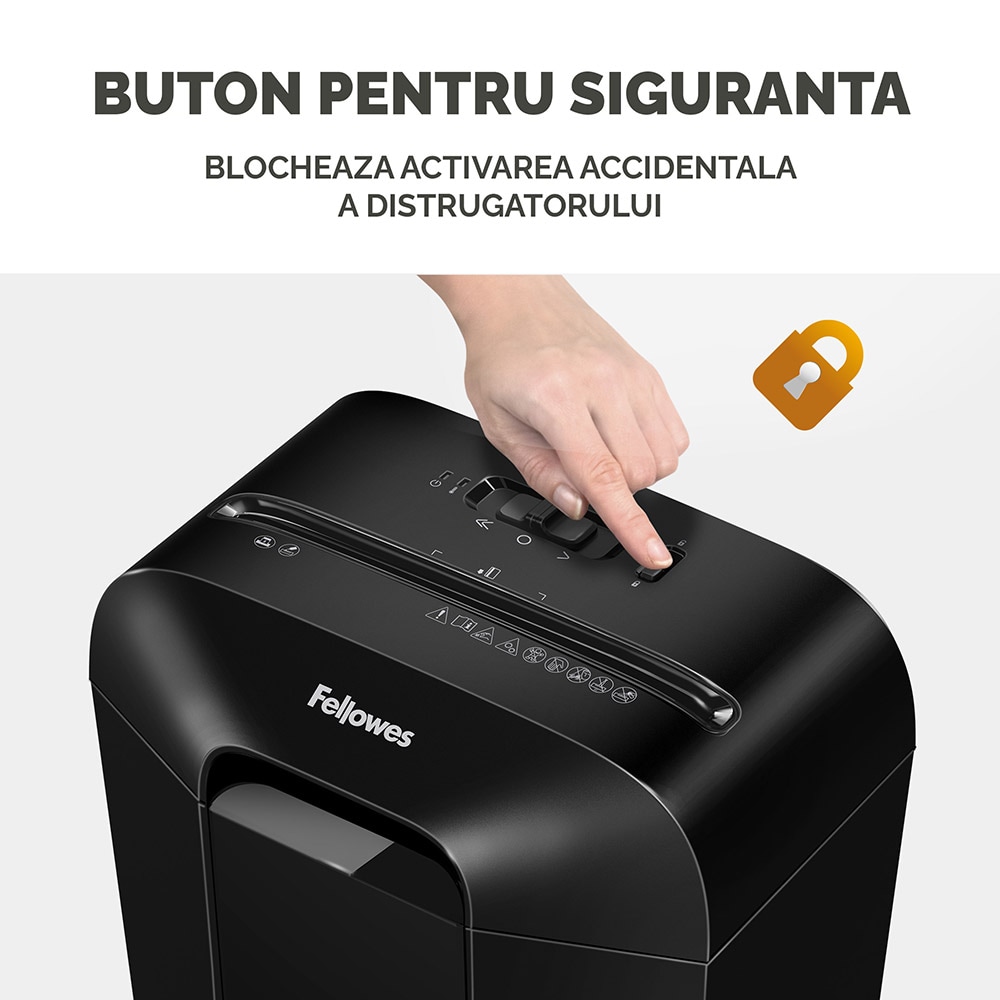 Distrugator documente manual FELLOWES Powershred LX25, 6 coli, 11.5l, Cross-Cut, negru
