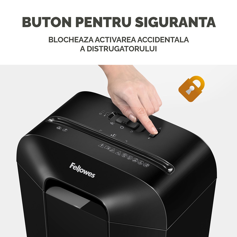Distrugator documente manual FELLOWES Powershred LX25M, 6 coli, 11.5l Micro-Cut, negru