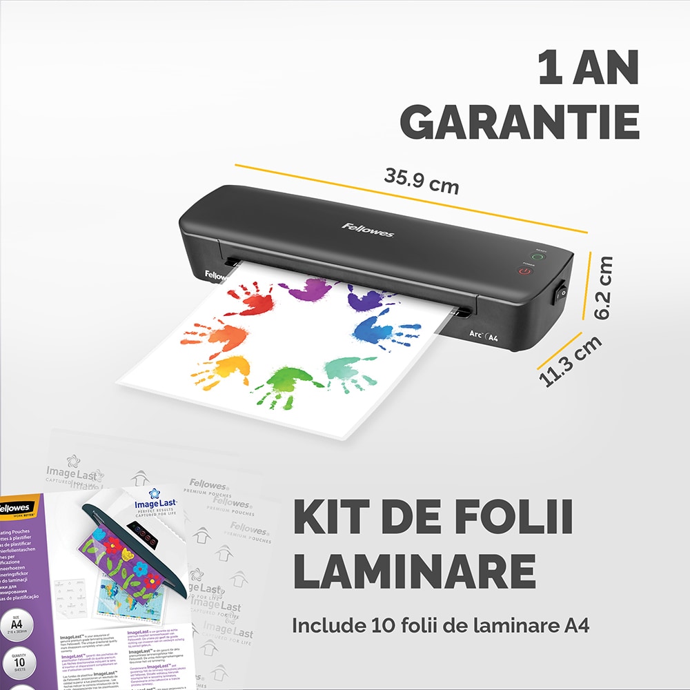 Laminator FELLOWES Arc, A4, negru
