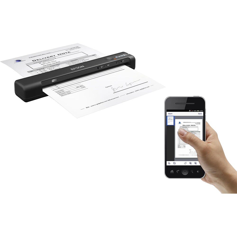 Scanner EPSON WorkForce ES-60W, A4, USB, Wi-Fi, negru