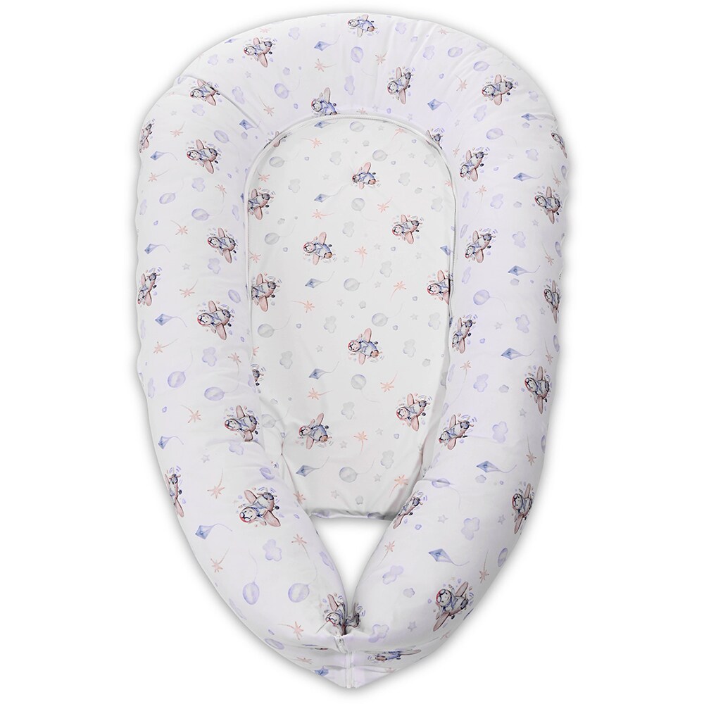 Baby nest 3in1 LORELLI Aeroplane 20030165601, 110x70 cm, alb-albastru