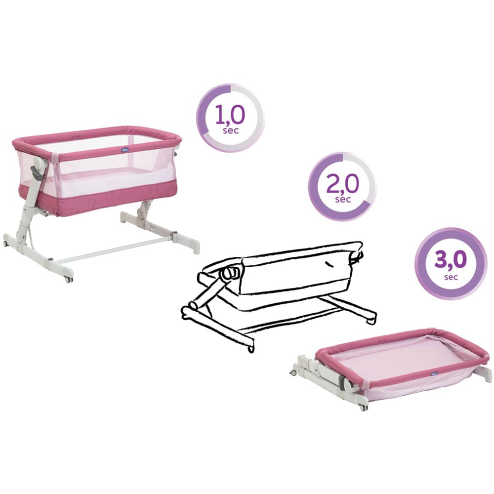 Patut CHICCO Next2Me PopUp 79299, 0 luni+, roz-gri