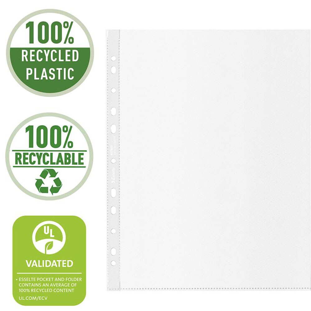 Folii protectie documente LEITZ Esselte Recycled, 70 microni, 50 bucati