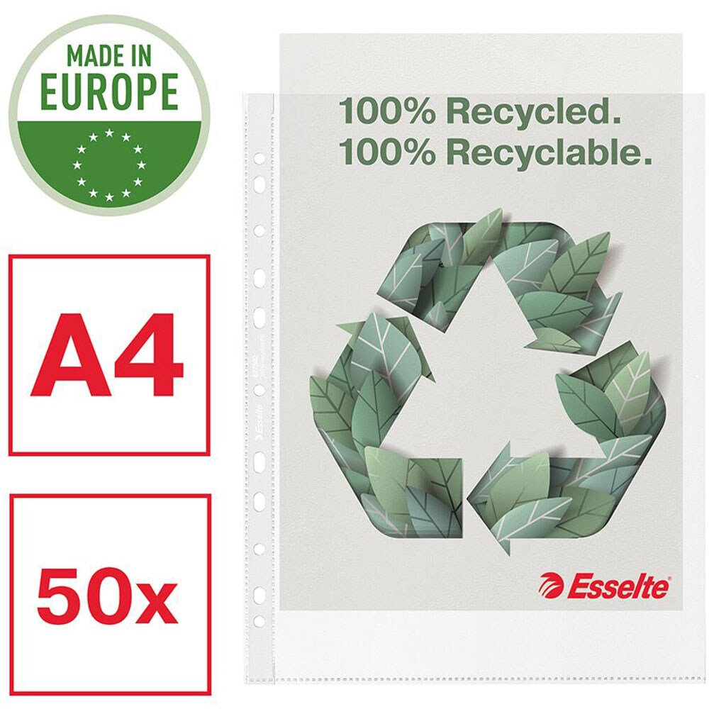 Folii protectie documente LEITZ Esselte Recycled, 70 microni, 50 bucati