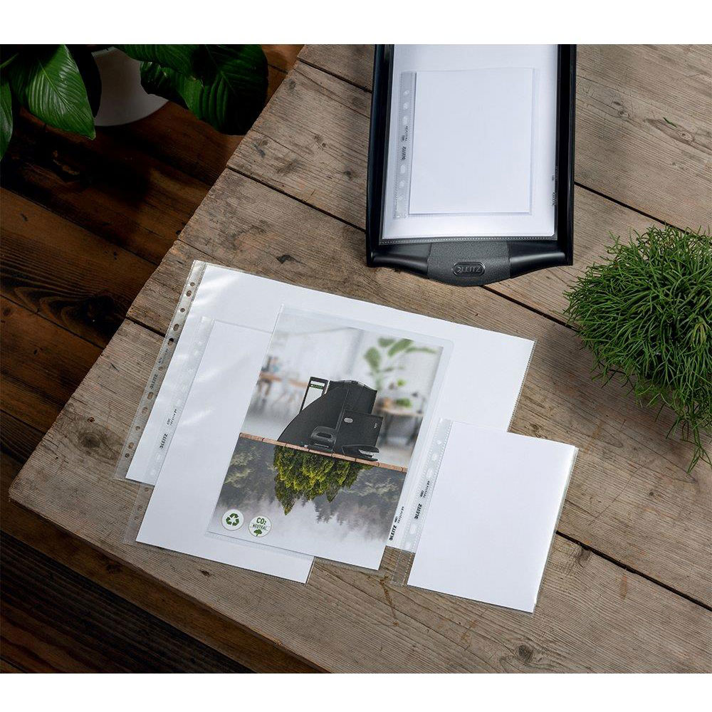 Folii protectie documente LEITZ Recycle, A4, 100 microni, 25 bucati