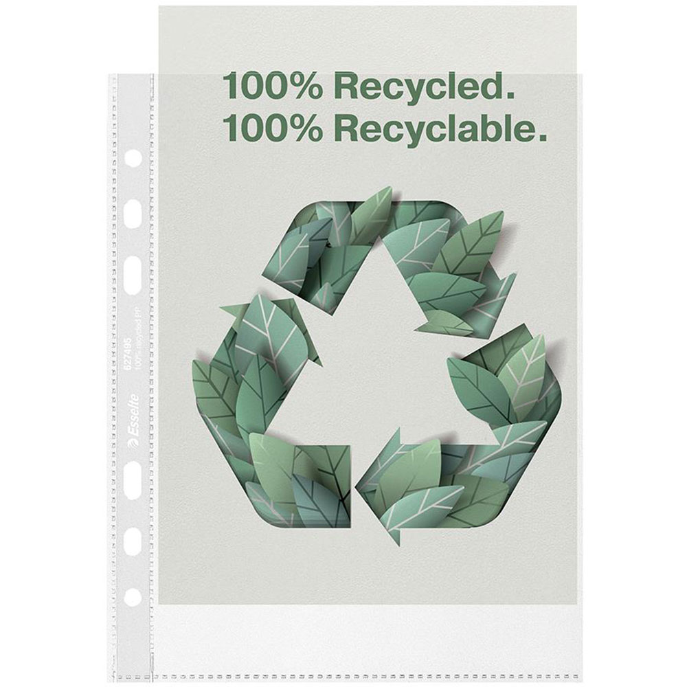 Folii protectie documente LEITZ Esselte Recycled, A5, 70 microni, 100 bucati