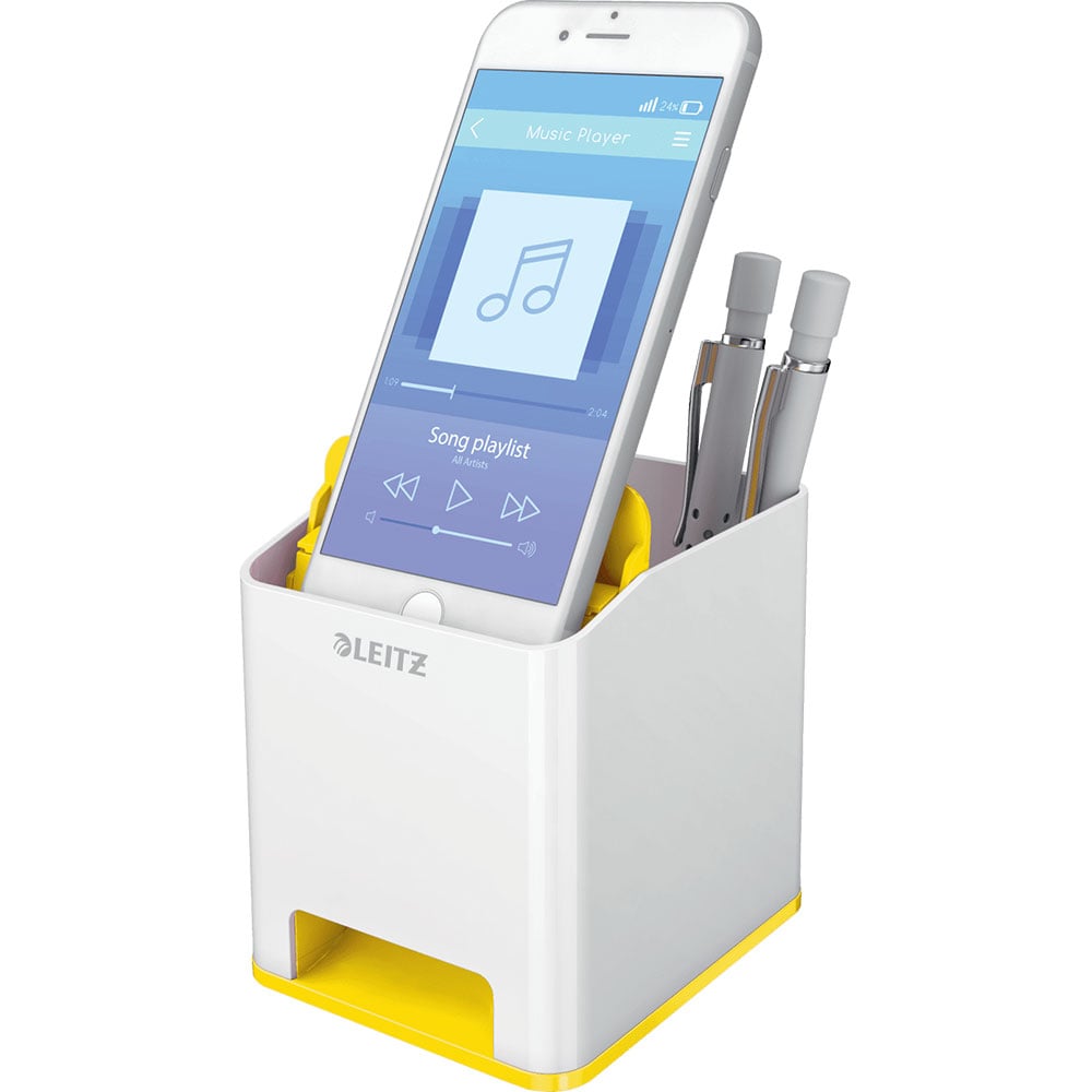 Suport instrumente de scris LEITZ WOW SL631016, polistiren, alb-galben