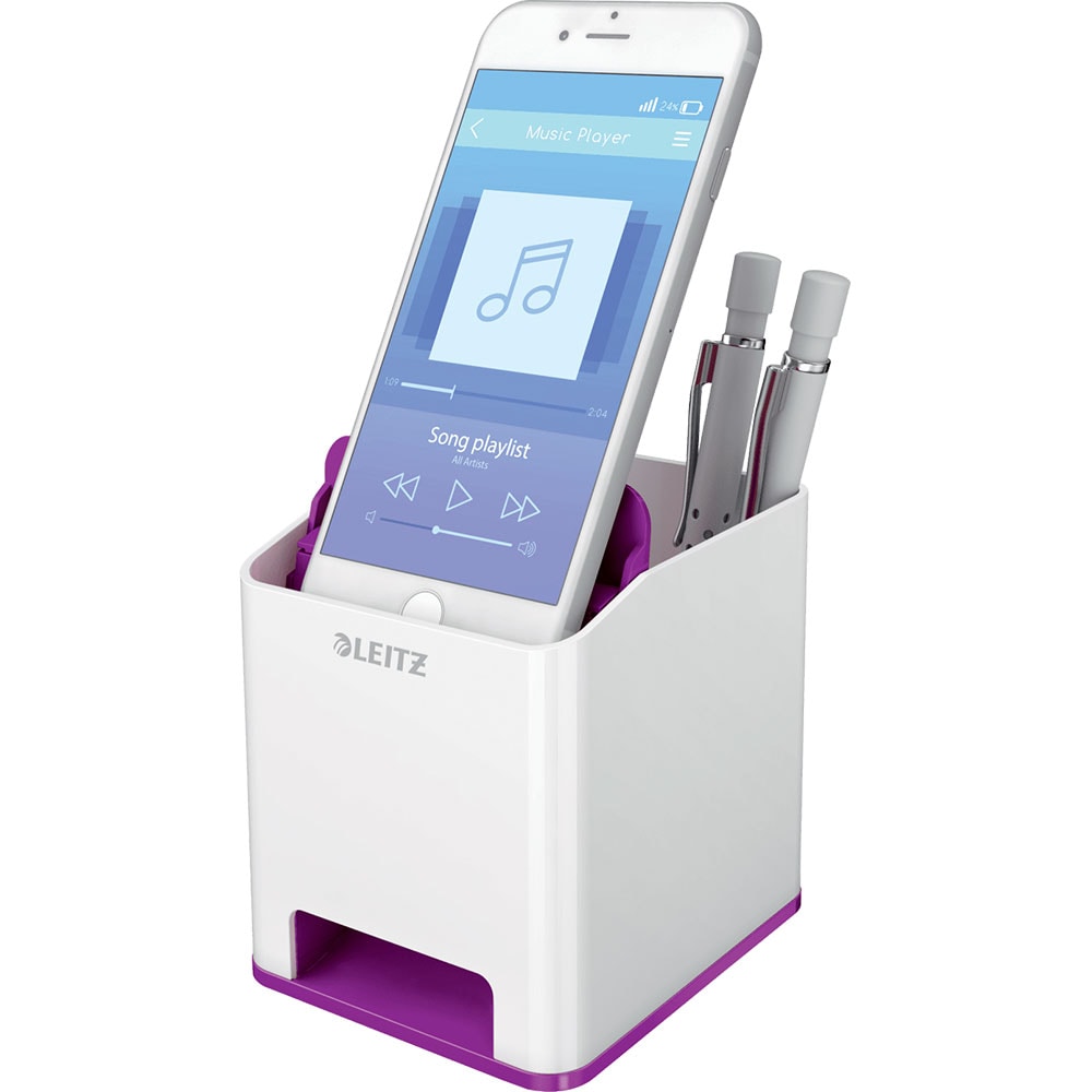 Suport instrumente de scris LEITZ WOW SL631062, polistiren, alb-mov