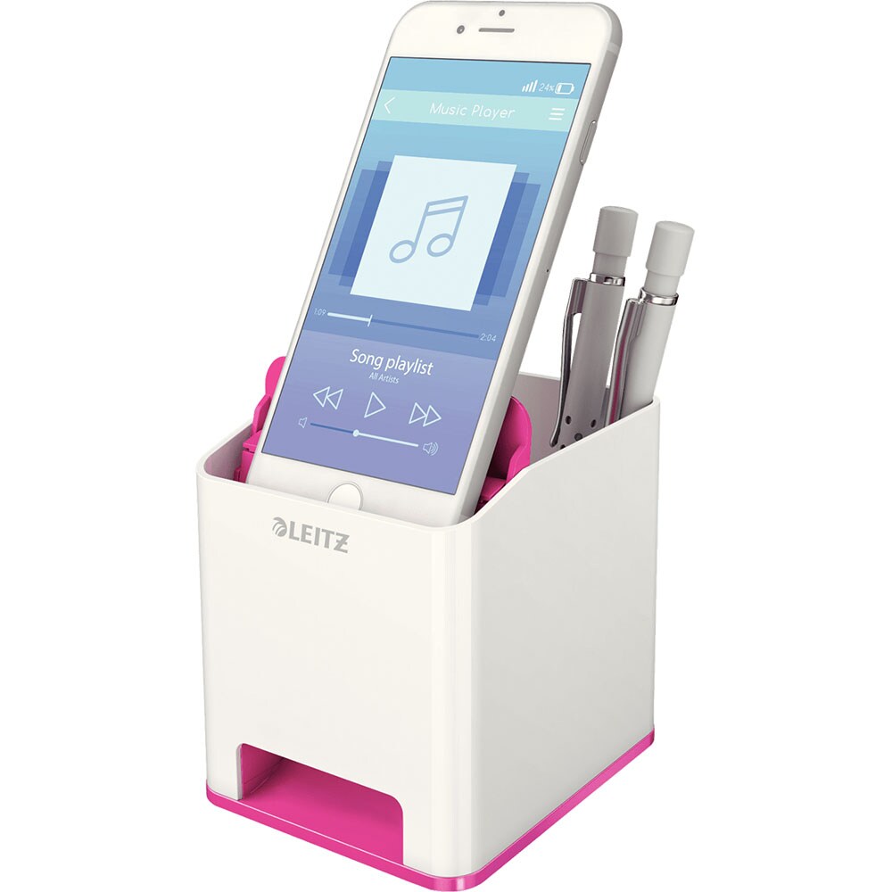 Suport instrumente de scris LEITZ WOW SL980121, polistiren, alb-roz