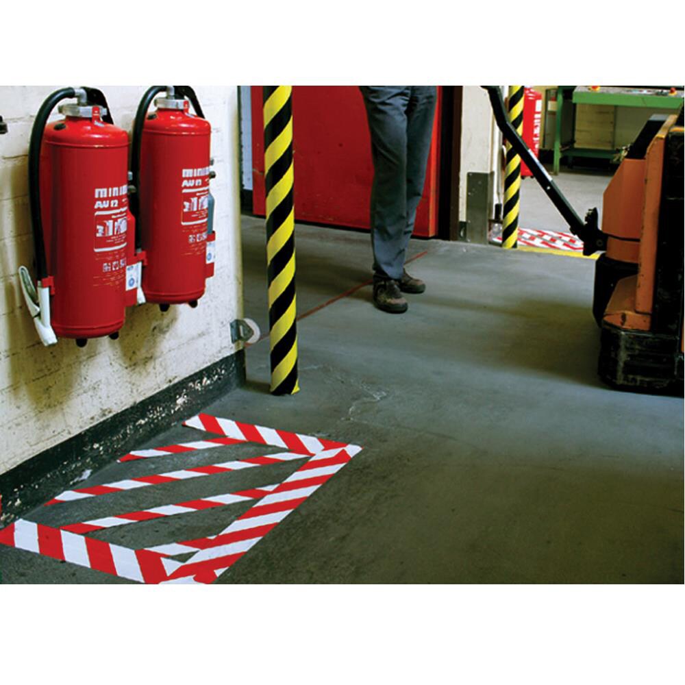 Banda adeziva de marcare TESA, 50 mm x 33 m, alb-rosu