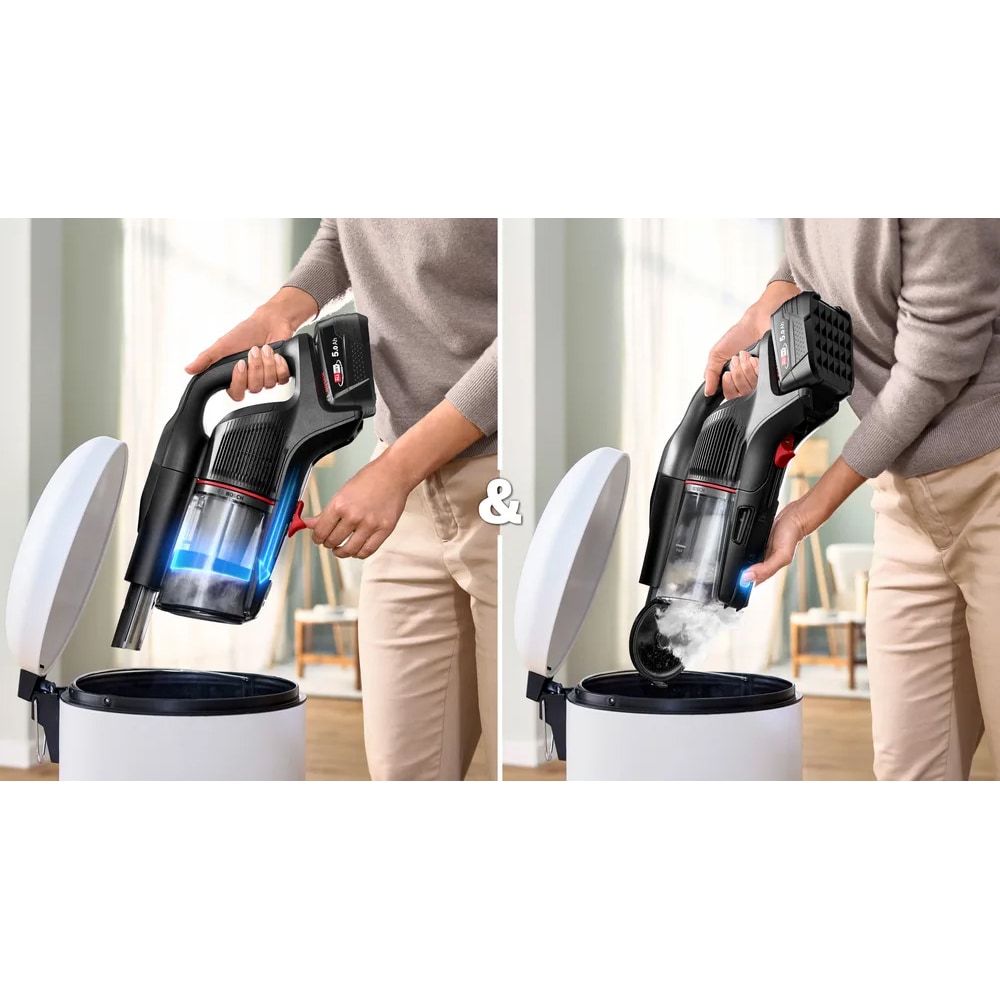 Aspirator vertical 2in1 BOSCH Unlimited 10 BCS1051POW, 0.4l, 18V, autonomie max 100 min, MicroClean, negru