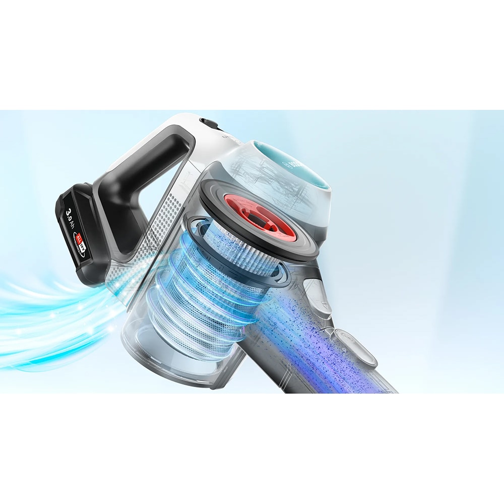 Aspirator vertical 2in1 BOSCH Unlimited 7 ProHygienic Aqua BCS712HYG5, 0.3l, 18V, autonomie max 80 min, alb-negru