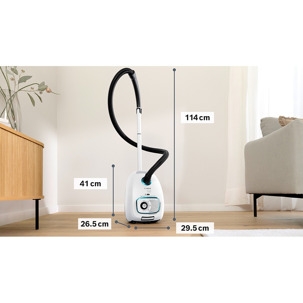 Aspirator cu sac BOSCH ProHygienic Seria 4 BGB41HYG1H, 4l, 600W, 75 dB, alb-negru