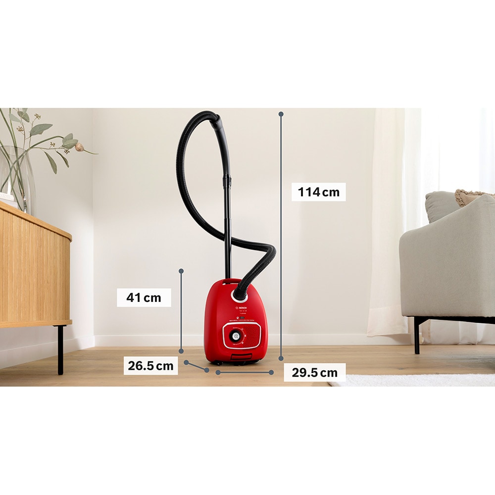 Aspirator cu sac BOSCH ProAnimal Seria 4 BGB41PET1, 4l, 700W, 75dB, rosu-negru