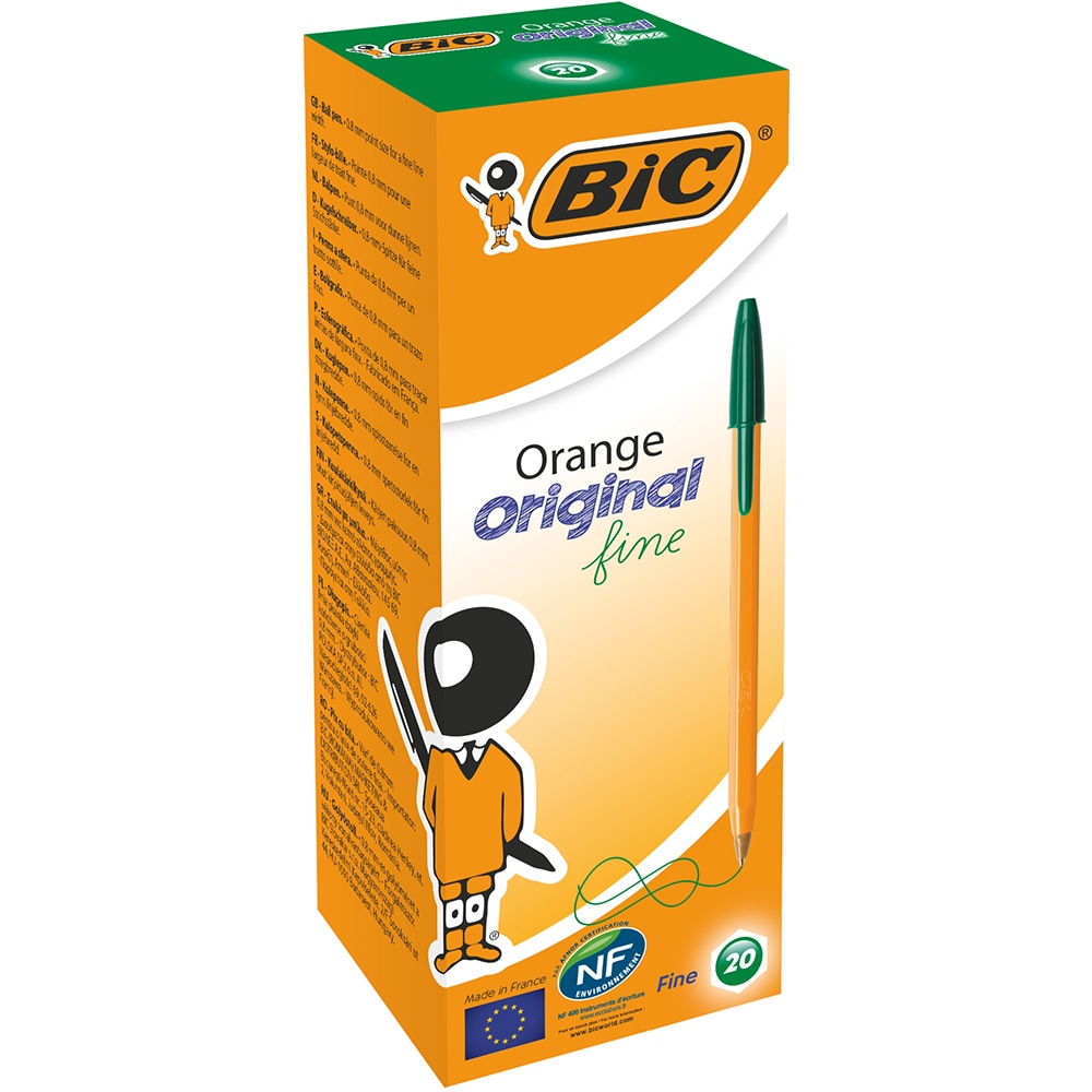 Set 20 pixuri fara mecanism BIC Orange Fine, 0.8 mm, verde