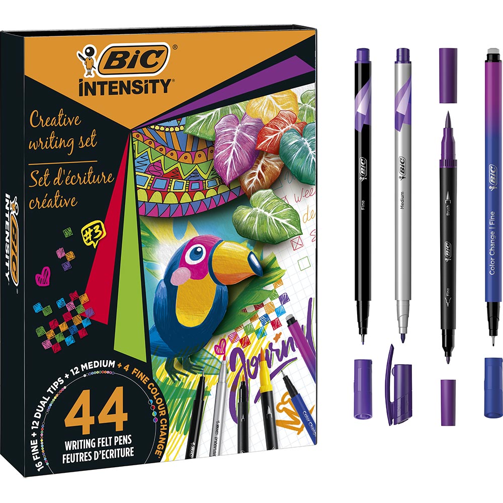 Set linere BIC Intensity Creative Writing, 44 bucati, multicolor