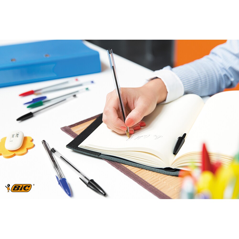 Set 50 pixuri fara mecanism BIC Cristal Medium, 1.0 mm, albastru