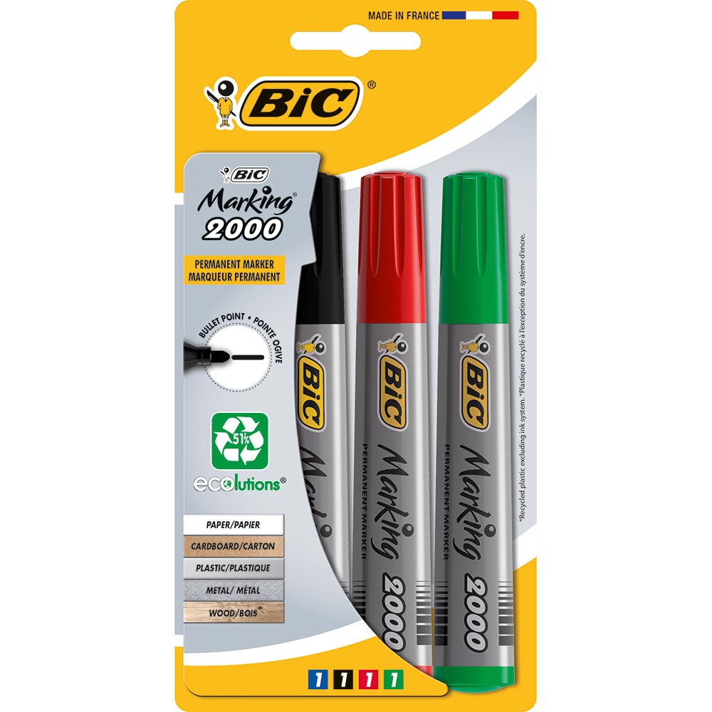 Set markere BIC 2000 BL, 4 bucati, multicolor