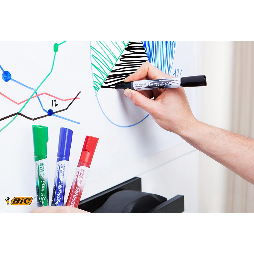 Set markere BIC Velleda Liquid, 4 bucati, multicolor