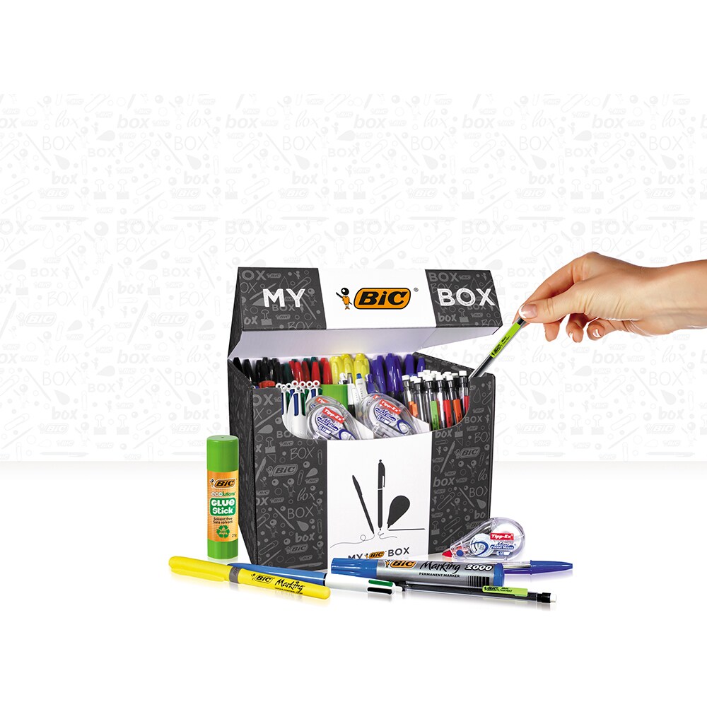 Set instrumente de scris BIC MyBox, 124 bucati, diverse culori
