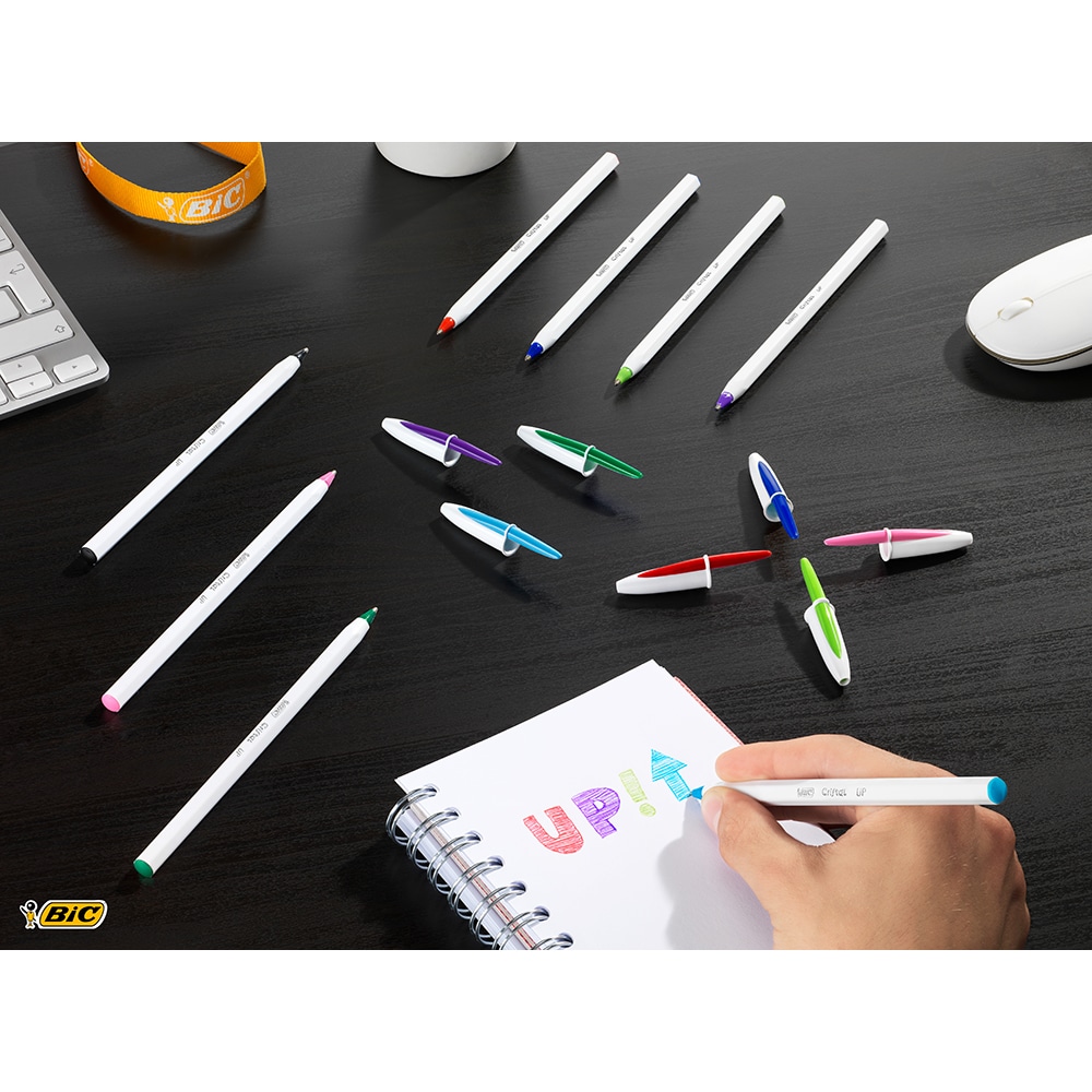 Set 4 pixuri fara mecanism BIC Cristal Up, 1.2 mm, diverse culori