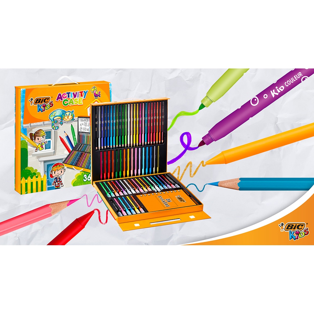 Set instrumente colorat BIC Kids Activity Case, set 64