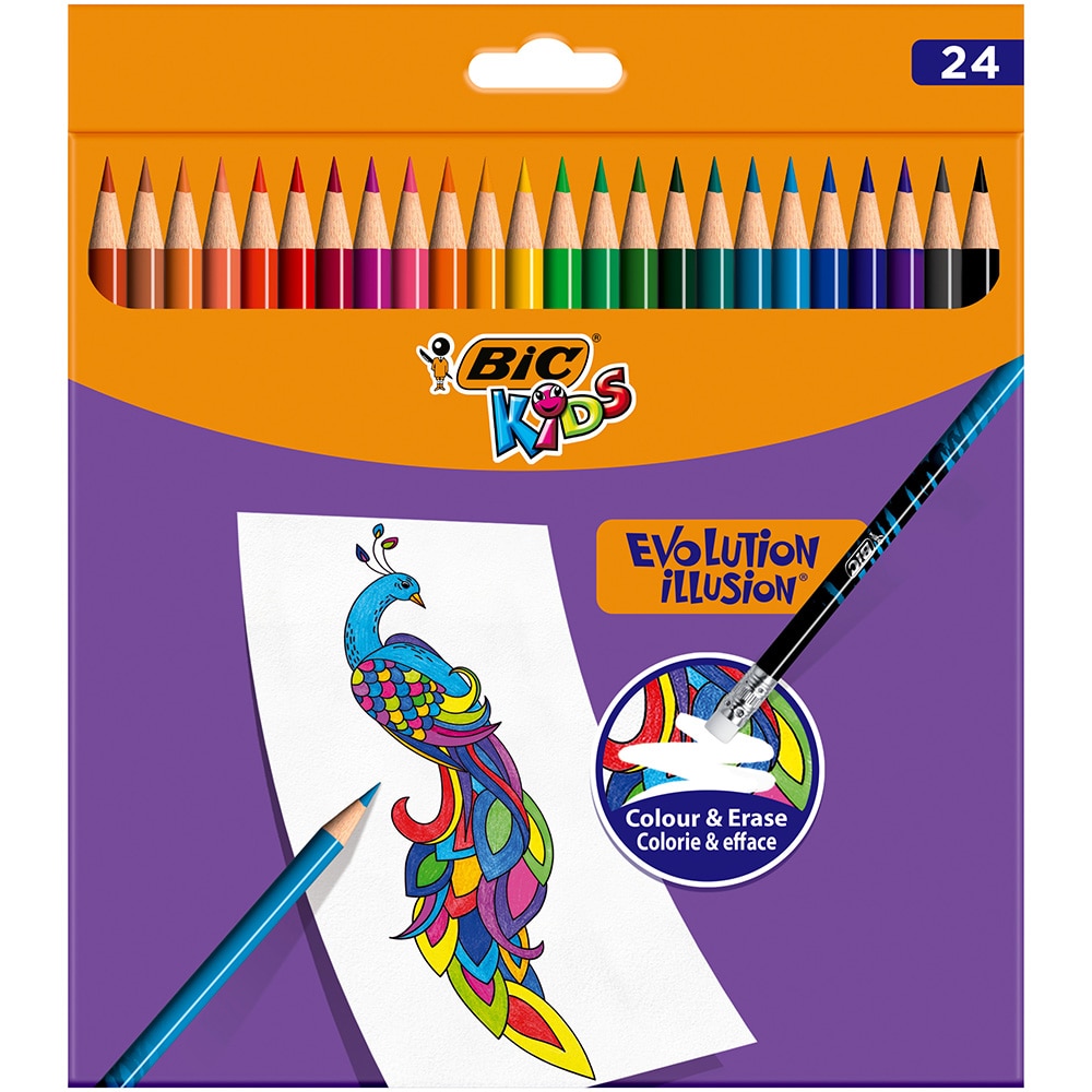 Creioane colorate BIC Evolution Illusion, 24 culori