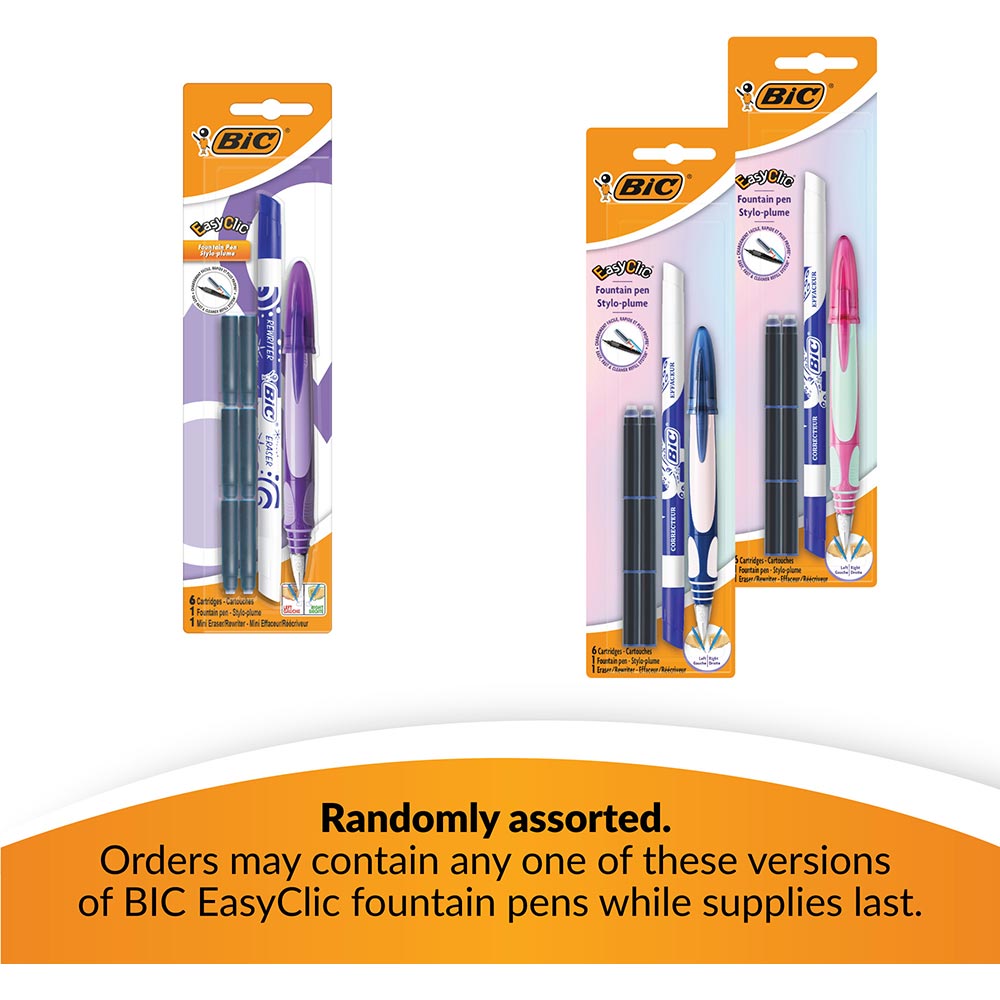 Set stilou + 6 rezerve BIC Easy Clic, 0.32 mm, diverse culori