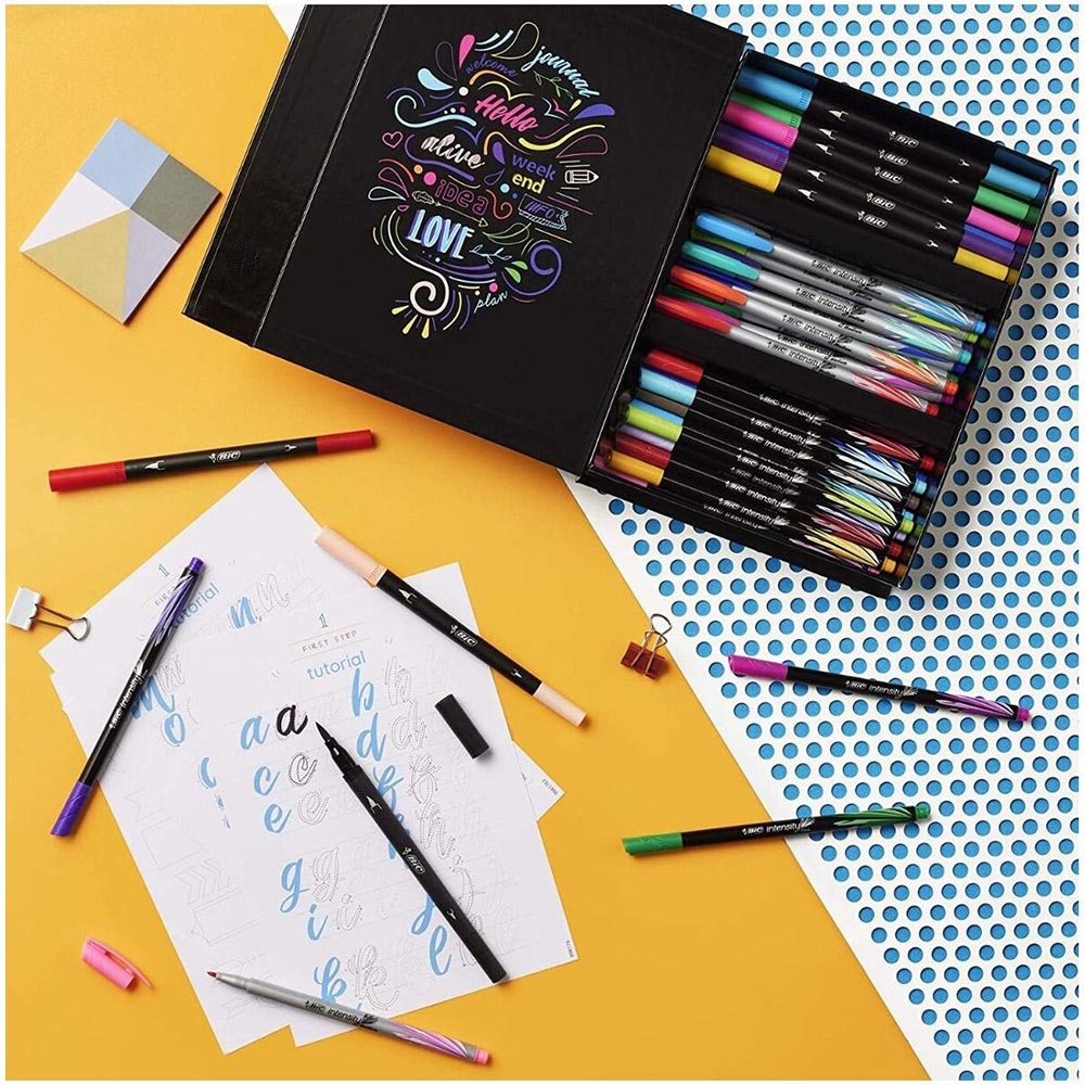 Set caligrafie BIC Intensity, 44 bucati, multicolor