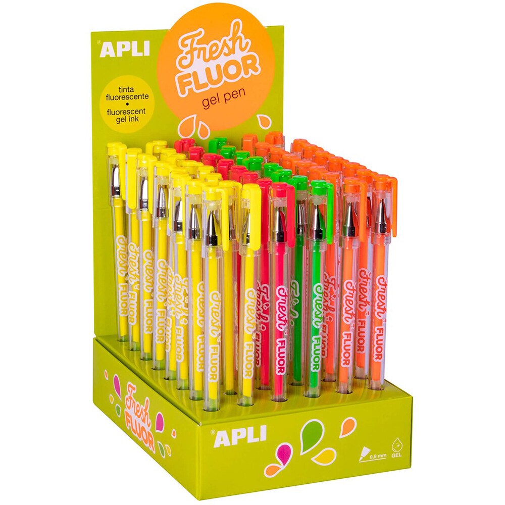 Set 48 pixuri cu gel APLI Fresh Fluor, 1 mm, diverse culori fluorescente