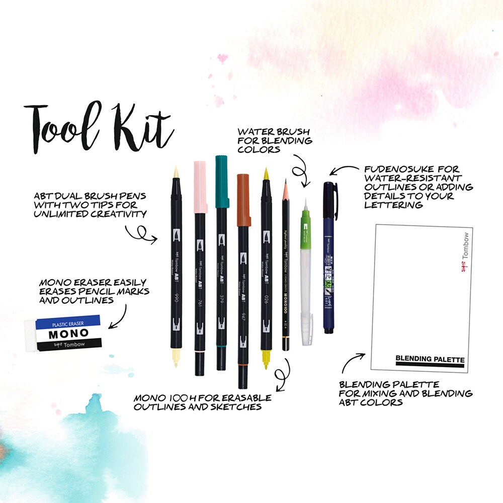 Set markere TOMBOW Blended Lettering, 0.8-3.3mm, 6 culori