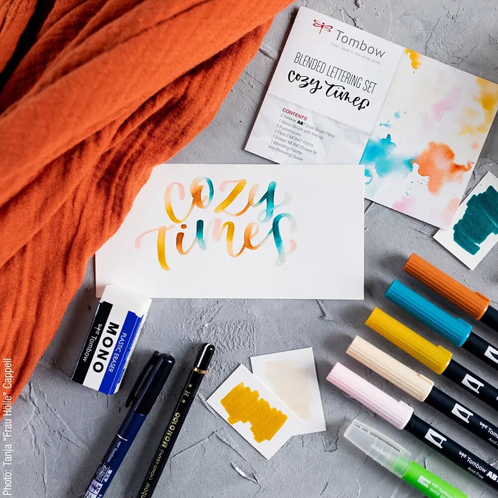 Set markere TOMBOW Blended Lettering, 0.8-3.3mm, 6 culori