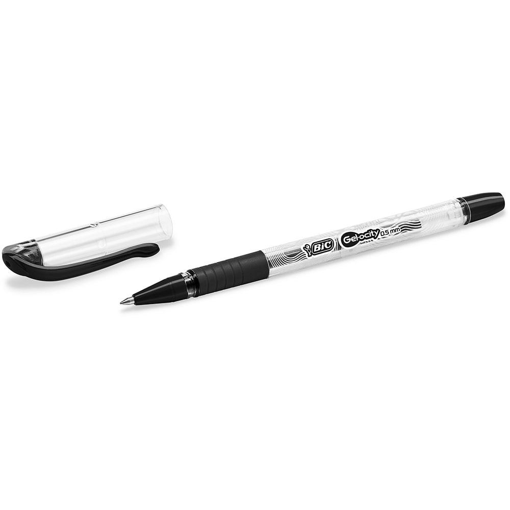 Set 30 rollere cu gel BIC Gelocity Stic, 0.5 mm, negru
