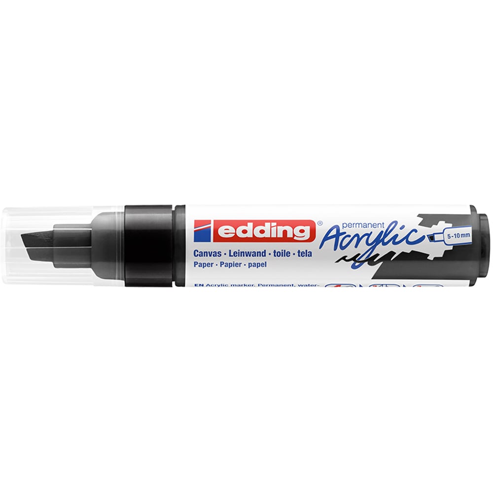 Marker acrilic EDDING 5000, varf tesit, 5-10 mm, negru