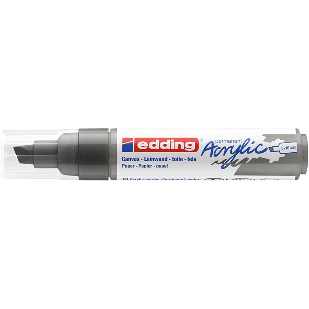 Marker acrilic EDDING 5000, varf tesit, 5-10 mm, gri