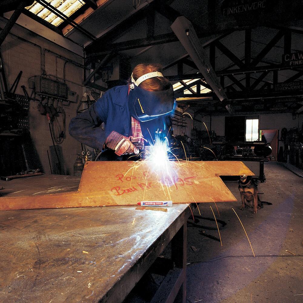 Marker permanent EDDING 950 Industrial, 10mm, alb