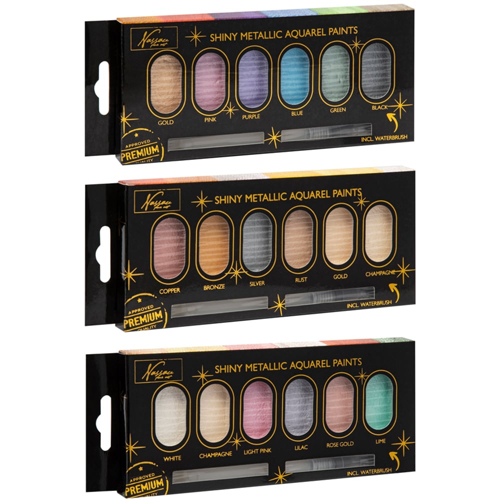 Set acuarele CRAFT Nassau Metallic, 6 culori