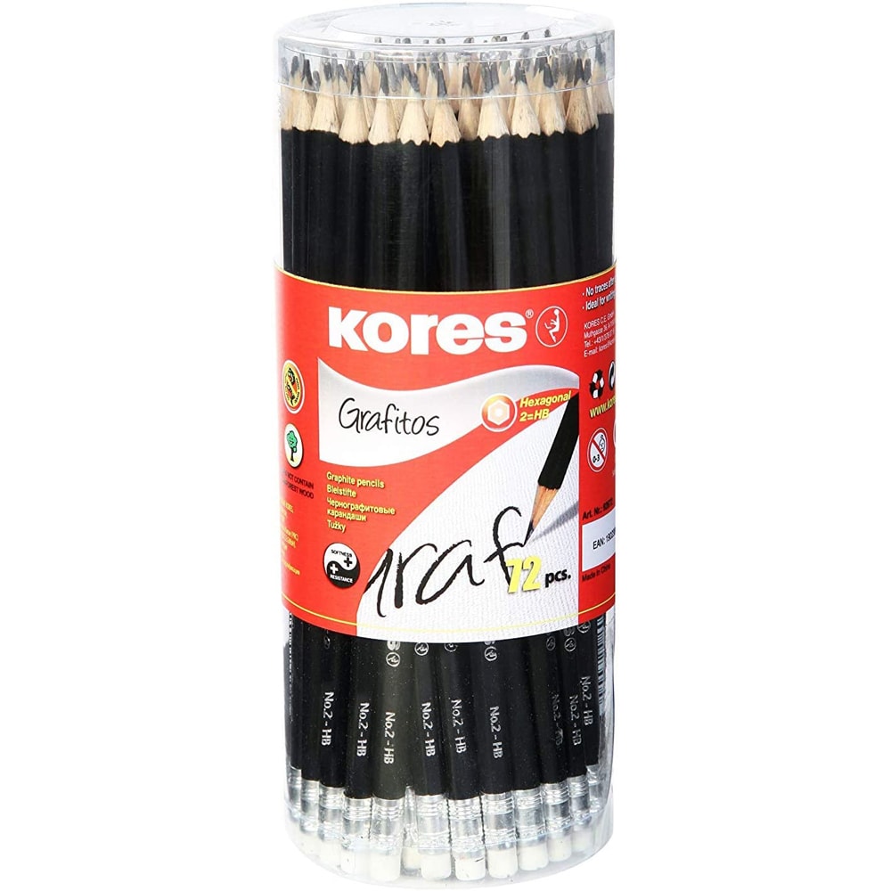 Set 72 creioane grafit KORES, negru