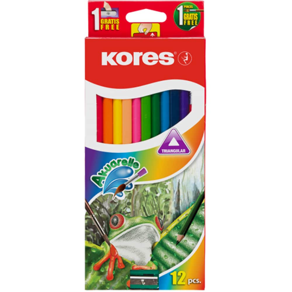 Creioane acuarela KORES, 12 culori