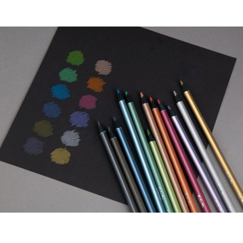 Creioane colorate KORES, design metalizat, 12 culori