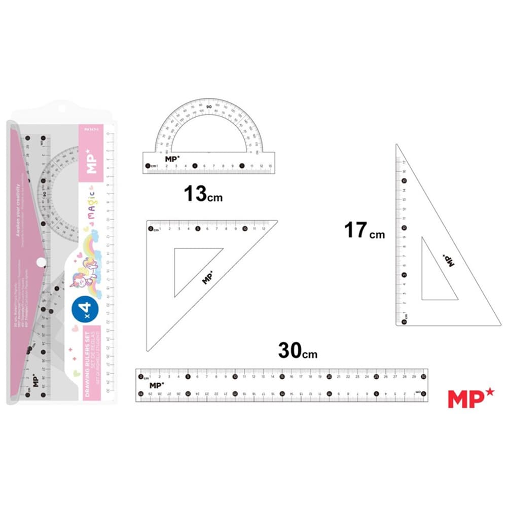 Set geometrie MP MR184140, 4 piese, transparent