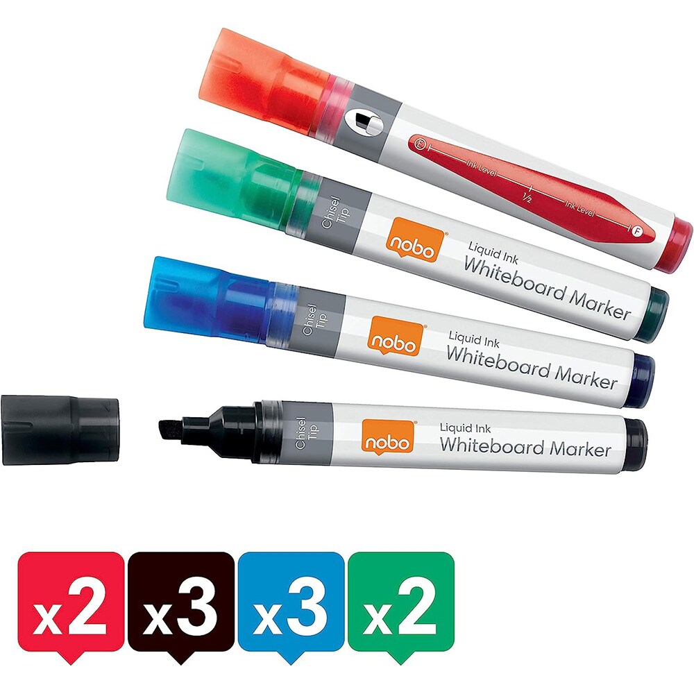 Set 10 markere NOBO SL915386, varf oblic, 5-12 mm, multicolor