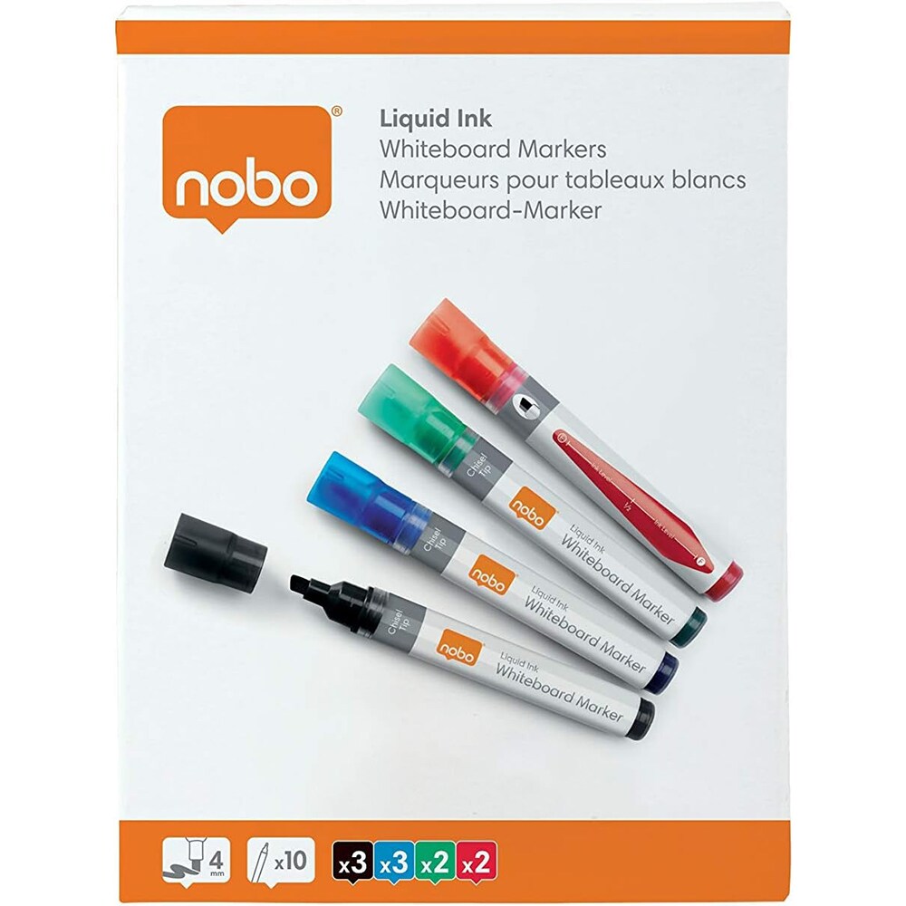 Set 10 markere NOBO SL915386, varf oblic, 5-12 mm, multicolor
