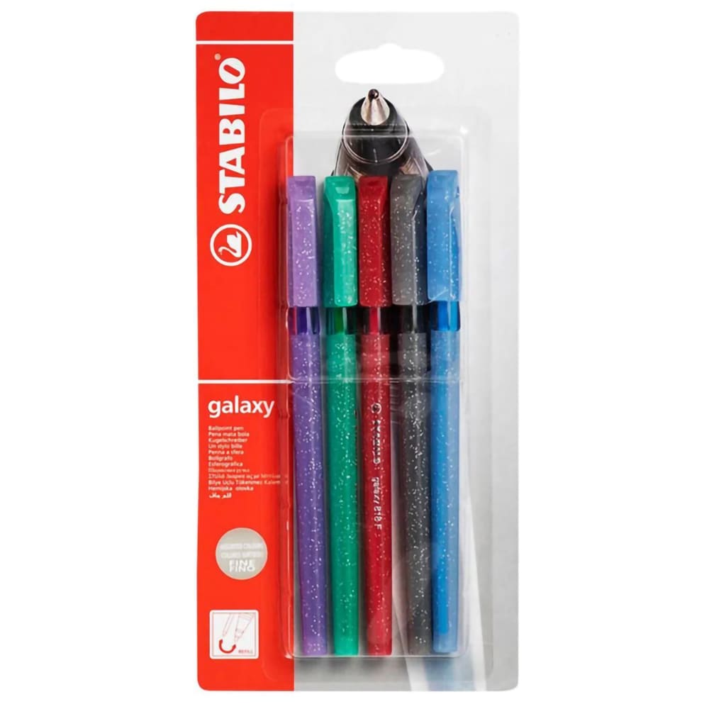 Set 5 pixuri fara mecanism STABILO Galaxy 818, 0.45 mm, multicolor