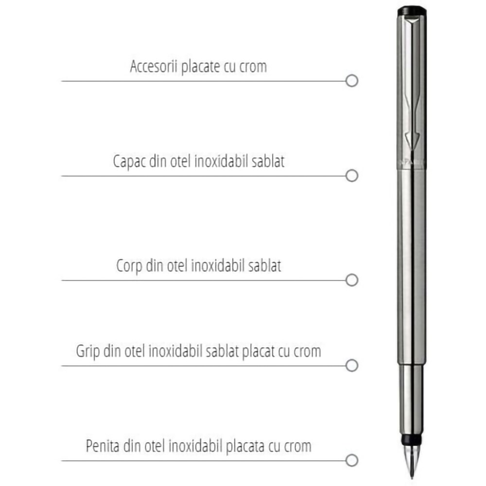 Stilou PARKER Vector, accesorii cromate, inox
