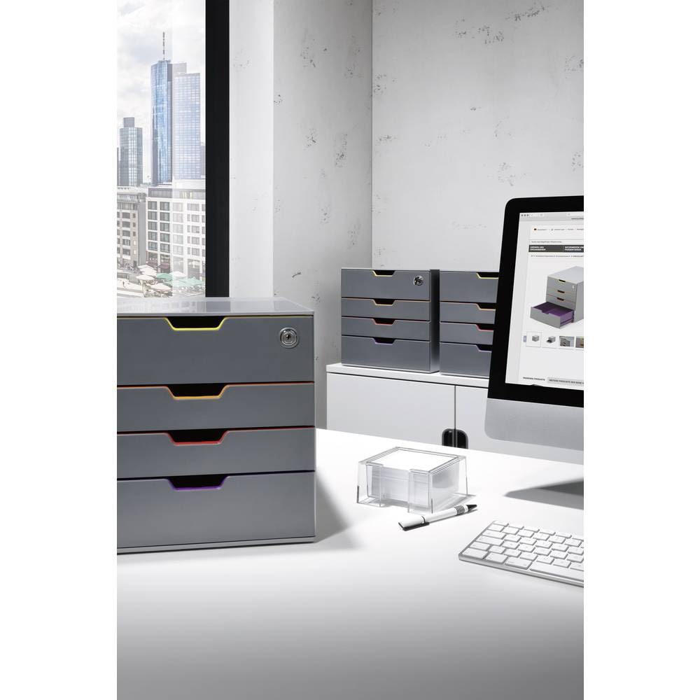 Suport documente DURABLE Varicolor, 4 sertare, plastic, gri