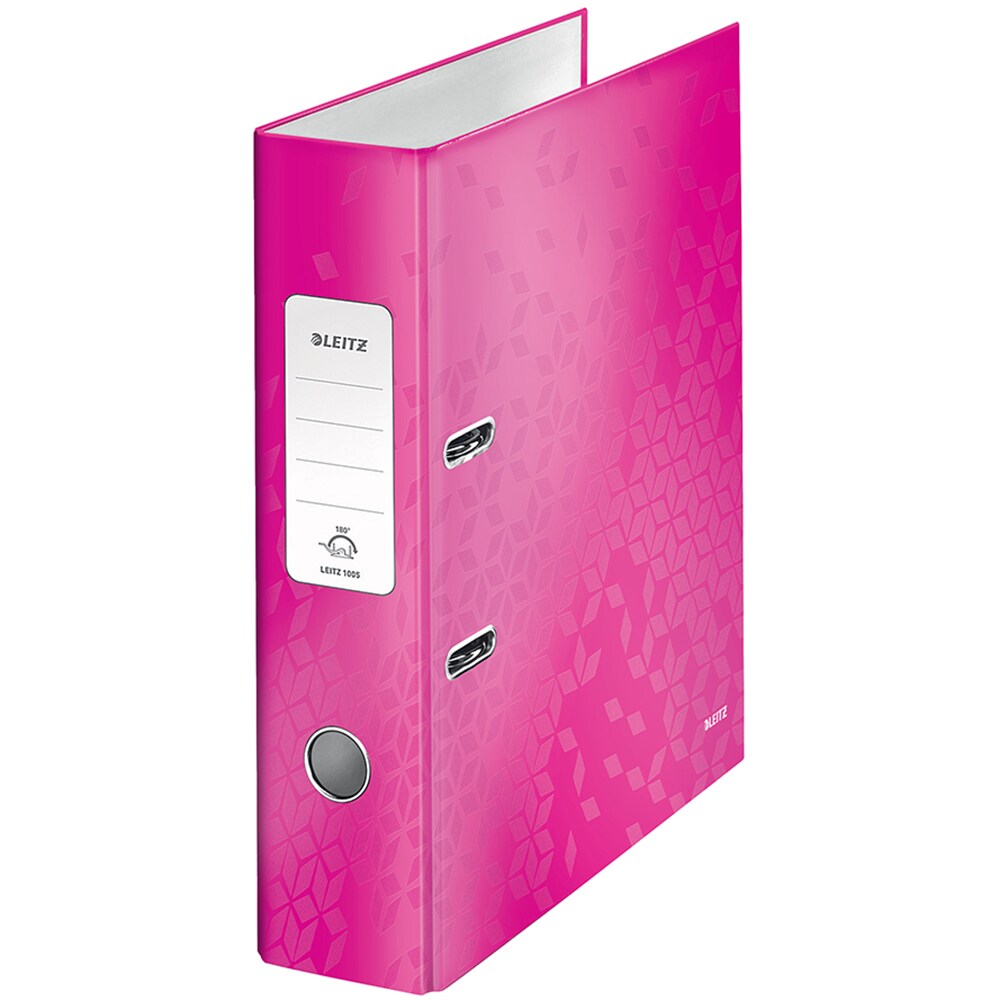 Biblioraft LEITZ 180 WOW, carton laminat, A4, 80 mm, roz